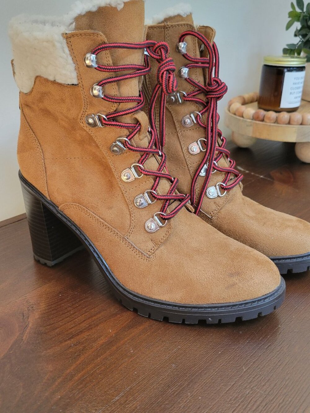 Nine West Combat Fleece Boots